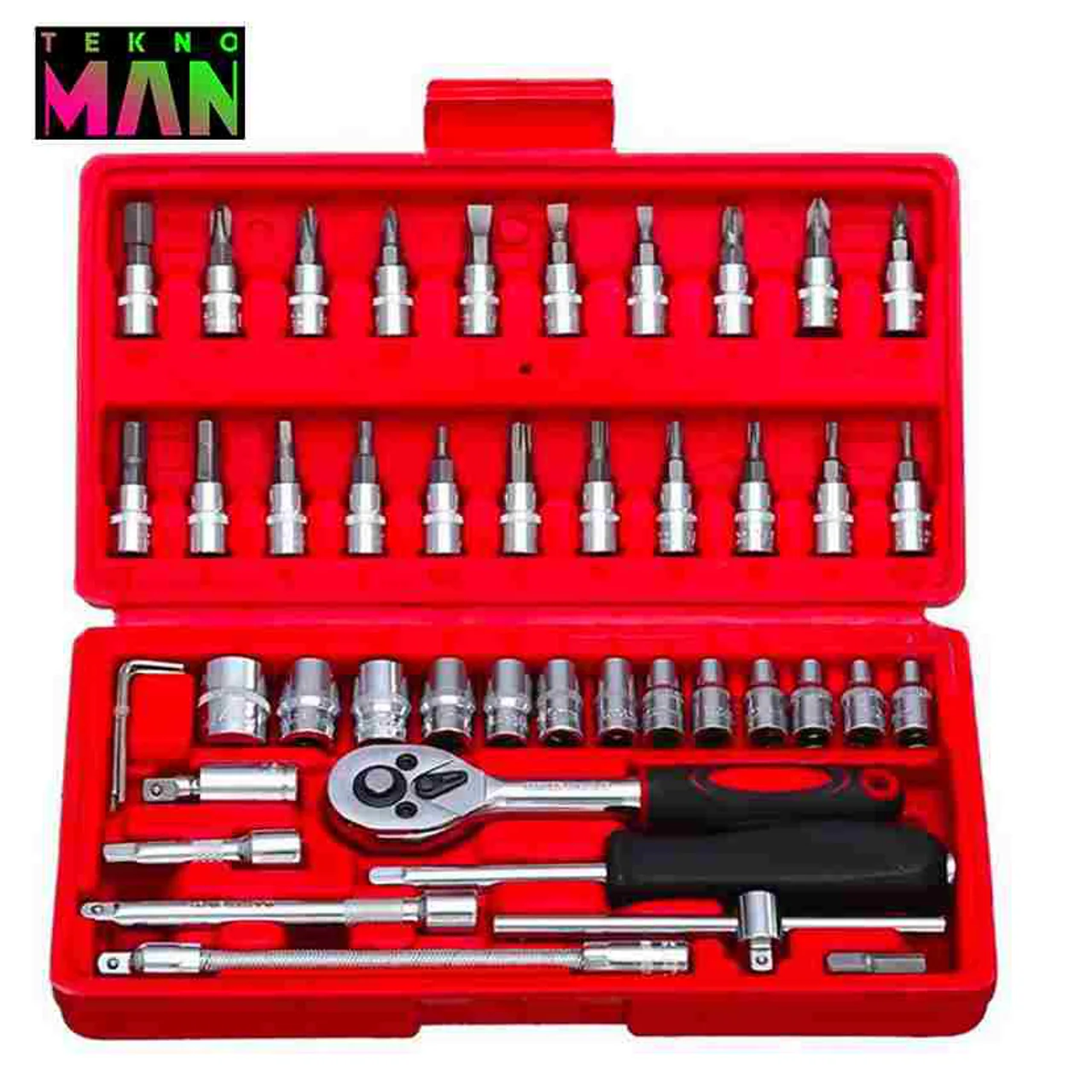جعبه 46 پارچه آچار و سری بکس و پیچ گوشتی